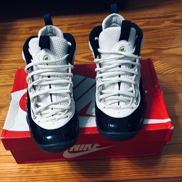 nike little posite one black game royal white